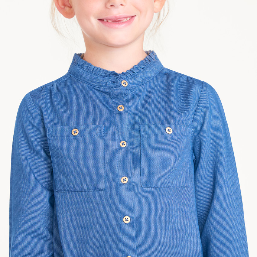 Vestido camisa niña con cinturón trenzado 