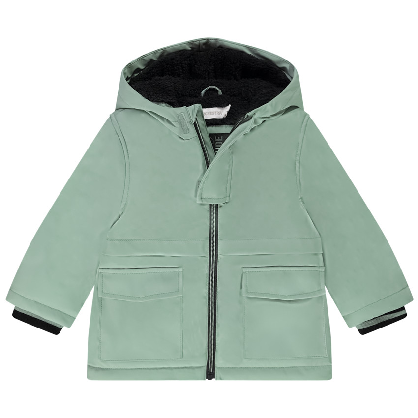 Parka de goma repelente con forro de sherpa para bebé niño 