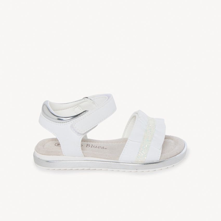 Sandalias blancas con tiras drapeadas niña 