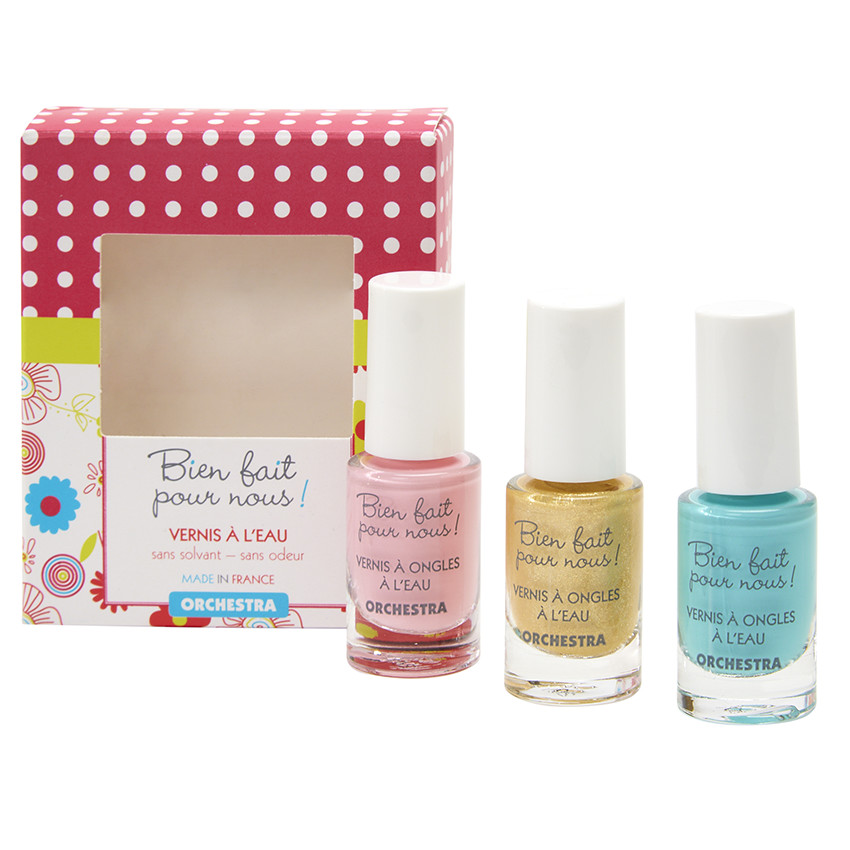 Lote de 3 esmaltes de uñas - Turquesa/Dorado/Rosa 