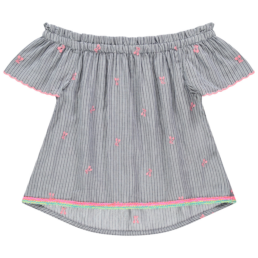 Túnica amplia a rayas con cerezas bordadas  Additional Túnica amplia a rayas con cerezas bordadas