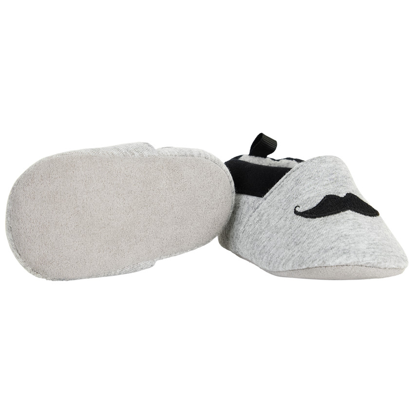 Pantuflas suaves con bordado de bigote para bebé niño 