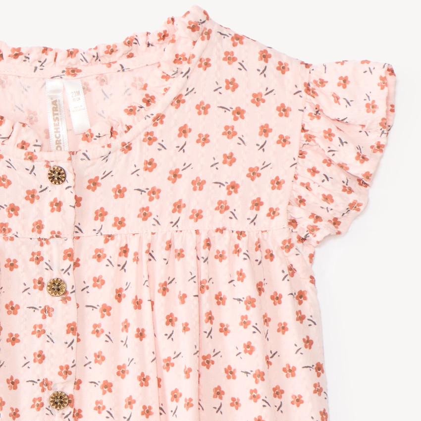 Camisa de manga corta para bebé niña con estampado floral 