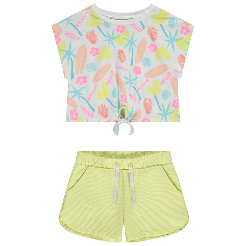 Conjunto corto 2 piezas con camiseta estampada para niña 