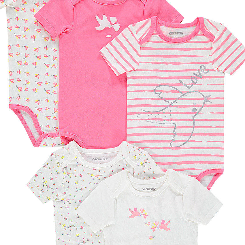 Pack de 5 bodies de jersey de manga corta con dibujos de fantasía  Additional Pack de 5 bodies de jersey de manga corta con dibujos de fantasía