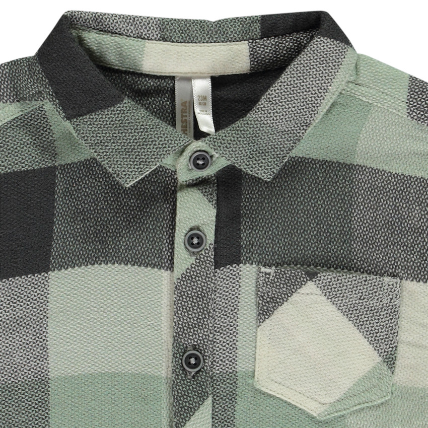 Camisa de cuadros de manga larga con bolsillo para niño 