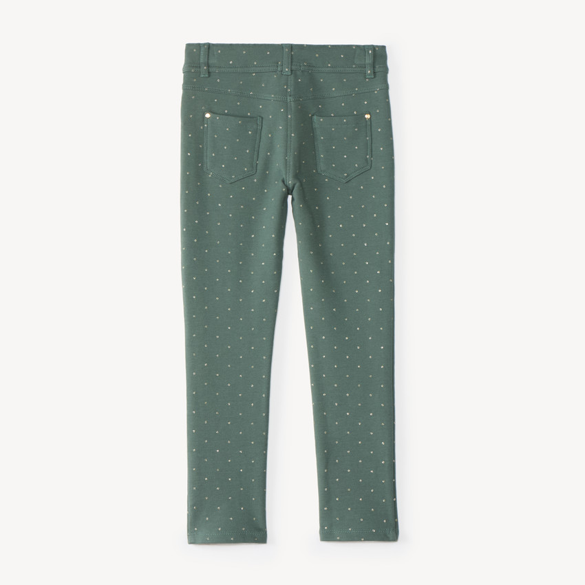 Pantalones skinny de felpa para niña con lunares dorados 