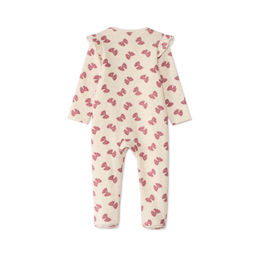 Pijamas de bebé niña con cremallera forrados en sherpa con motivo de lazos. 