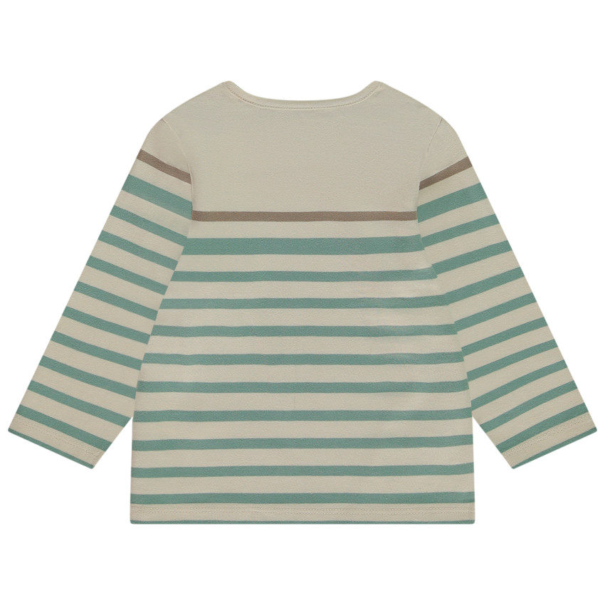 Camiseta rayada con botones de coco para bebé niño 