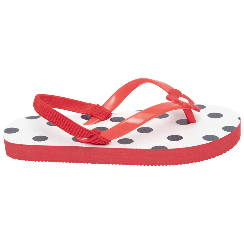 Tongs imprimé pois à badge fleur pour fille avec lanière selon l Tongs imprimé pois à badge fleur pour fille avec lanière selon l