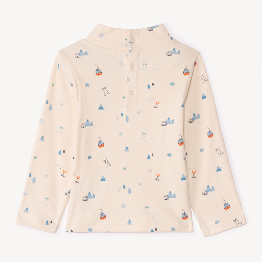 Playera de cuello alto con estampado de esquí para bebé niño 
