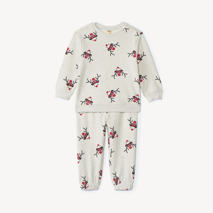 Ensemble jogging imprimé rennes de Noël pour bébé garçon 
