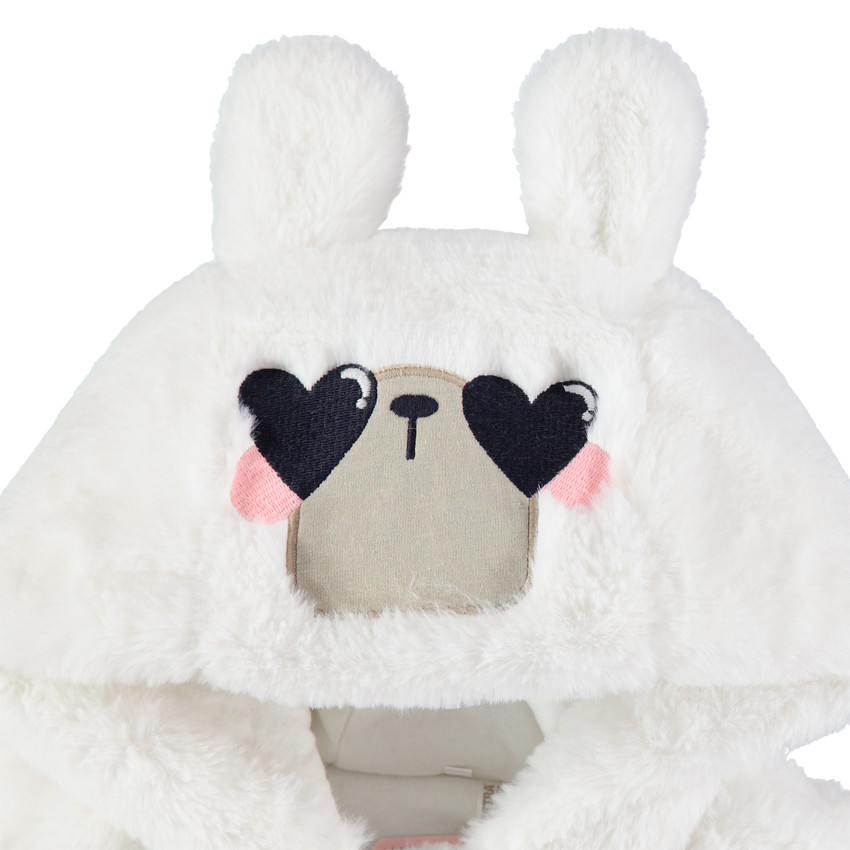 Chaqueta de borreguillo con capa, capucha y orejas de relieve 