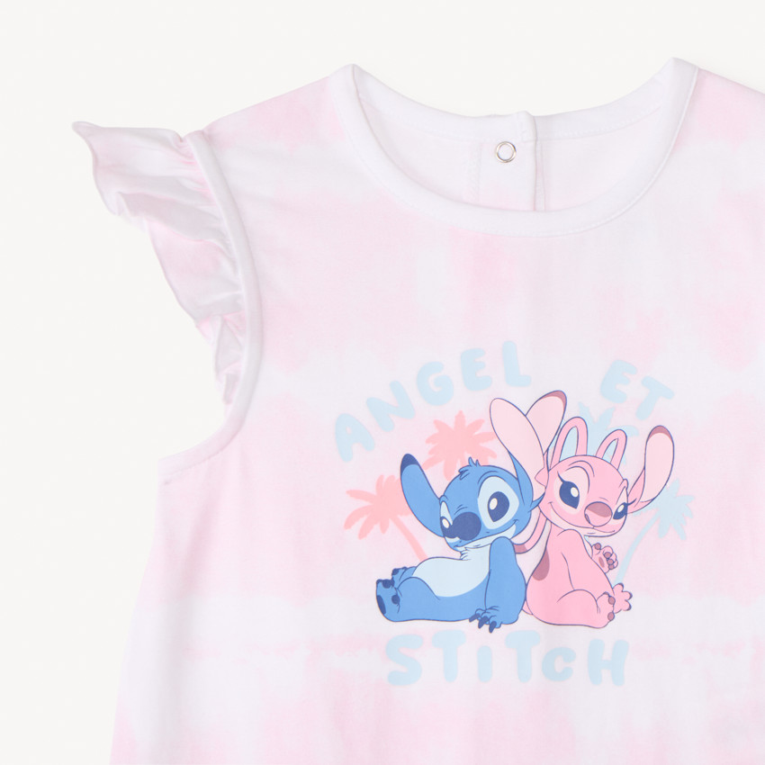 Lote de 2 monos cortos Stitch & Angel Disney para niña bebé 