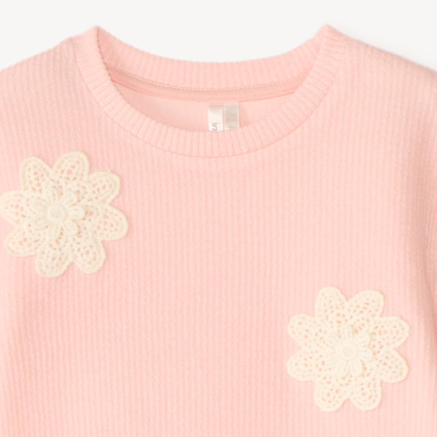 Conjunto de chándal oversize con flores de ganchillo para niña bebé 