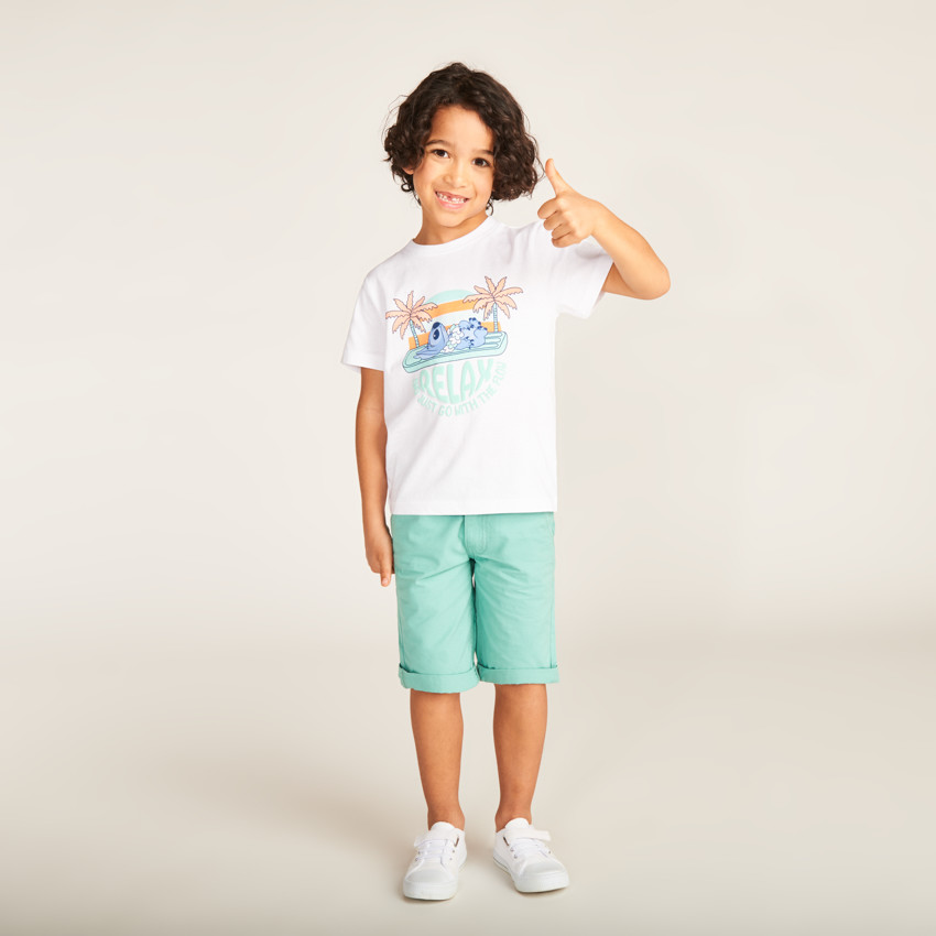 Camiseta de manga corta con estampado en relieve de Stitch de Disney para niño. 