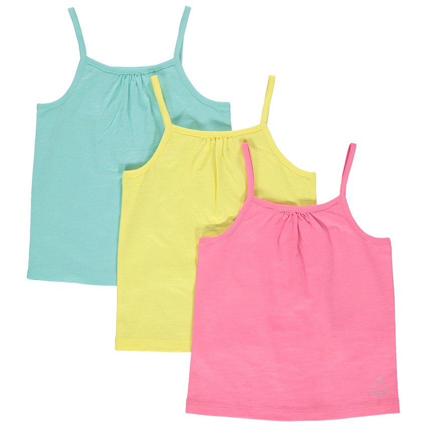 Juego de 3 camisetas lisas de tirantes finos de algodón orgánico 