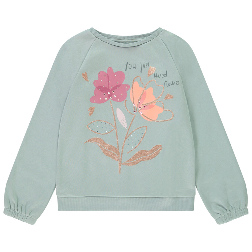 Sudadera de felpa con strass y purpurina para niña 