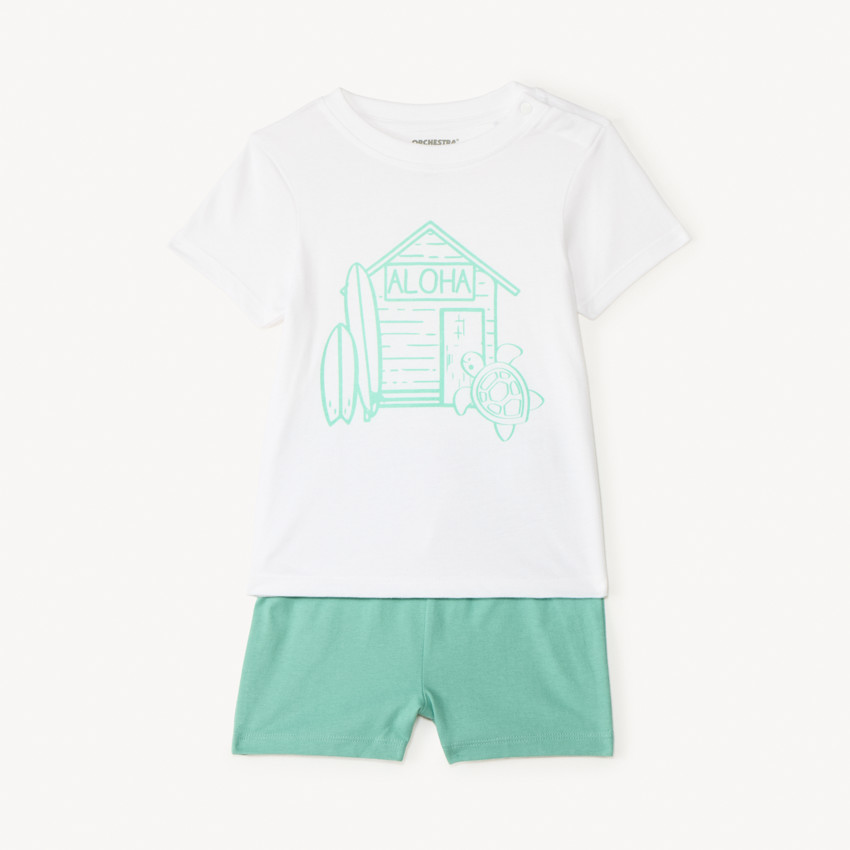 Conjunto de 2 piezas camiseta de manga corta + pantalones cortos de fantasía para bebé niño 