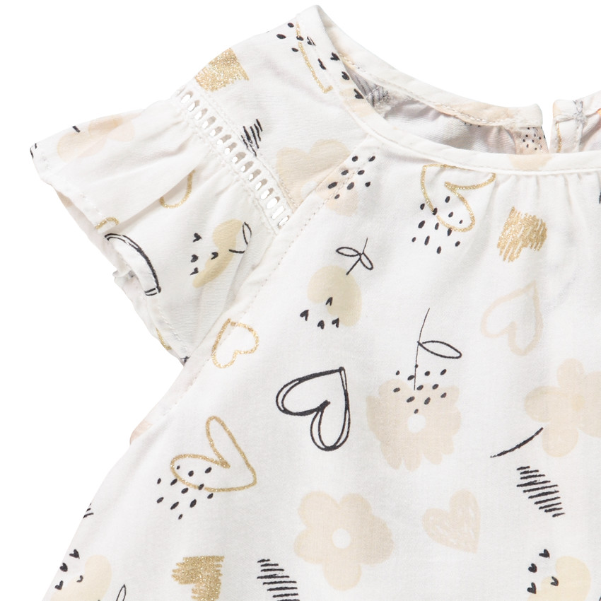 Top de satén con volantes y mangas cortas para bebé niña 