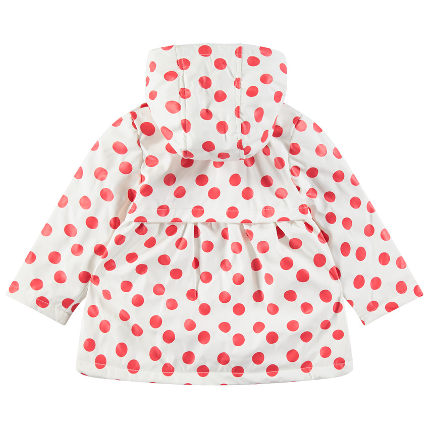 Cortavientos de goma con forro de lunares rojos all over 