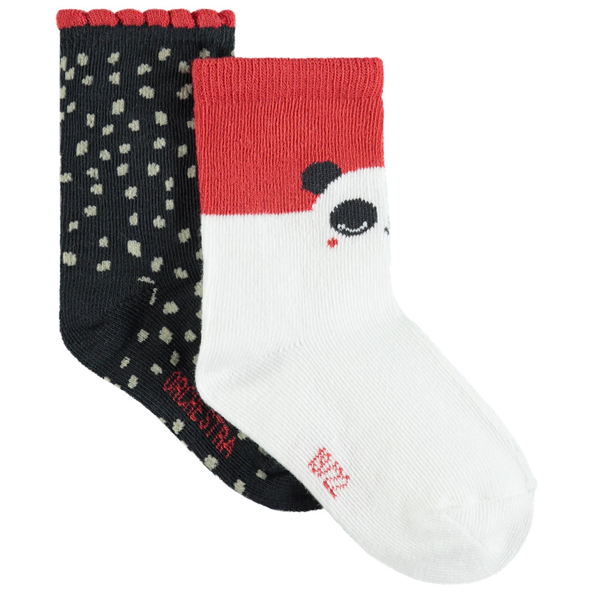 Pack de 2 pares de calcetines con estampado de lunares y panda  Additional Pack de 2 pares de calcetines con estampado de lunares y panda