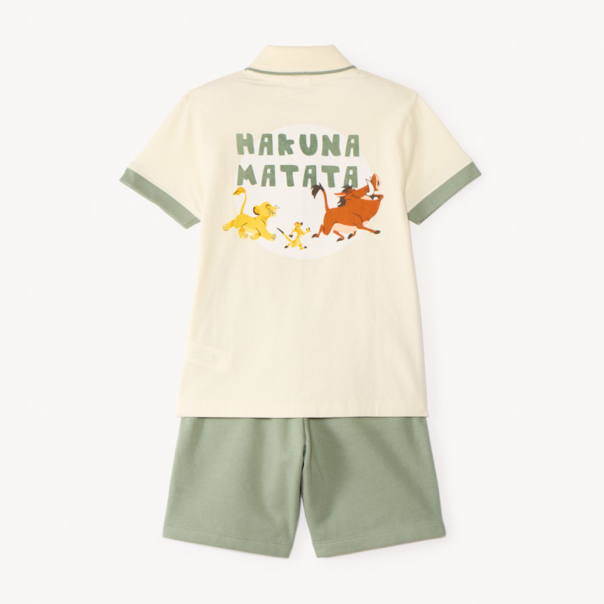 Conjunto de 2 piezas polo con cremallera + bermudas El Rey León Disney para niño 