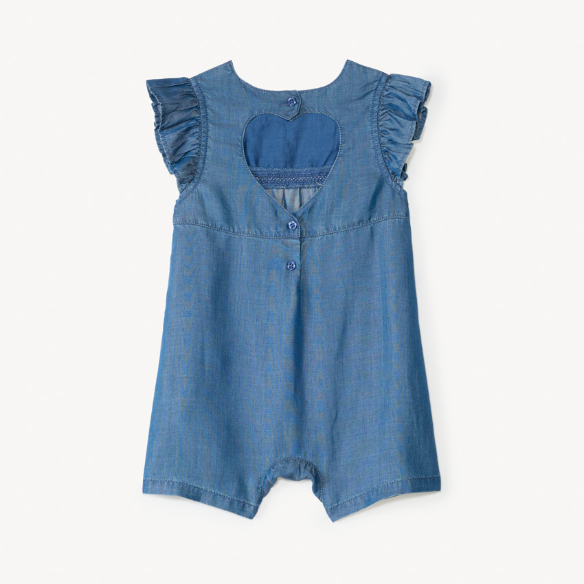 Monos corto + cofia de tencel bordada con flores para niña bebé 