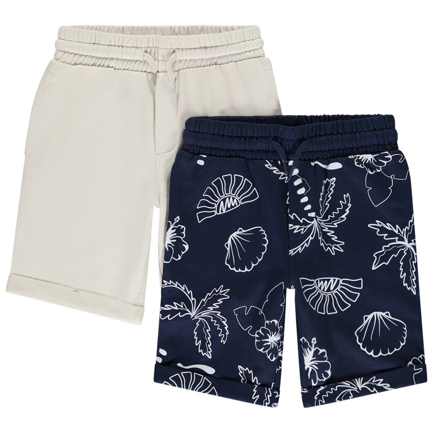 Lote de 2 bermudas en felpa con diseño para niño 