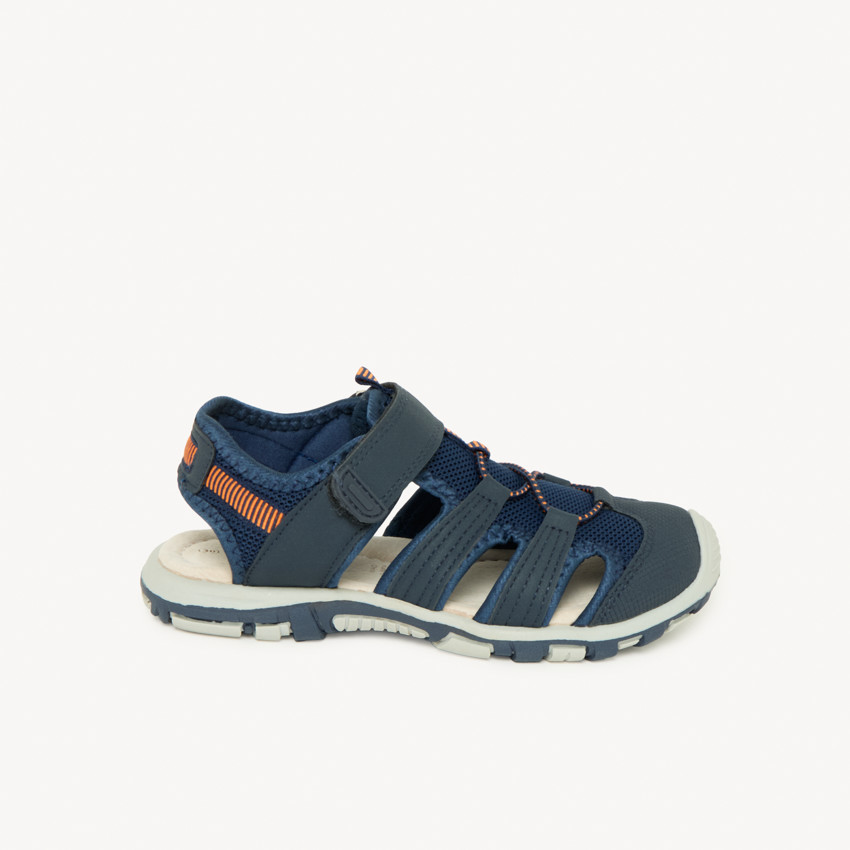 Sandalias con velcro y elásticos bicolores para niño 