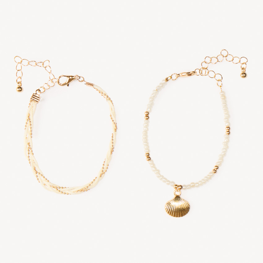 Lote de 2 pulseras de perlas para niña 