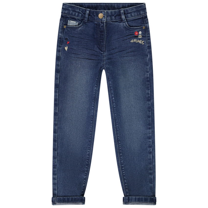 Jean slim avec broderies fantaisie pour fille