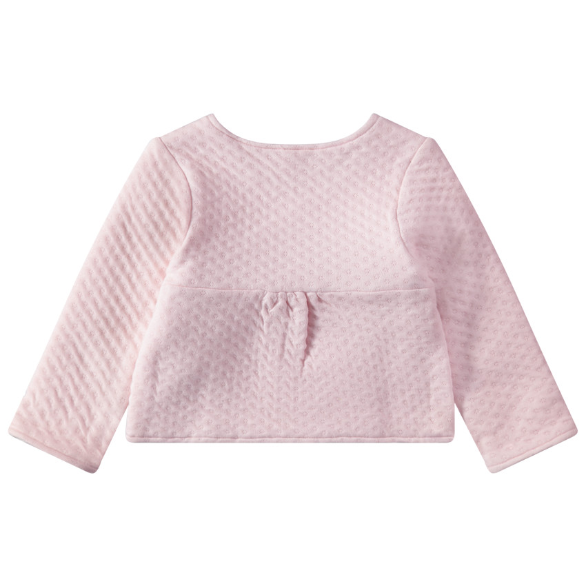 Chaqueta rosa con microlunares all over y conejo de tutú estampado 