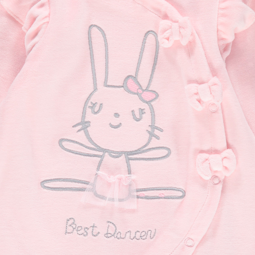 Dors-bien en velours avec lapin brodé 