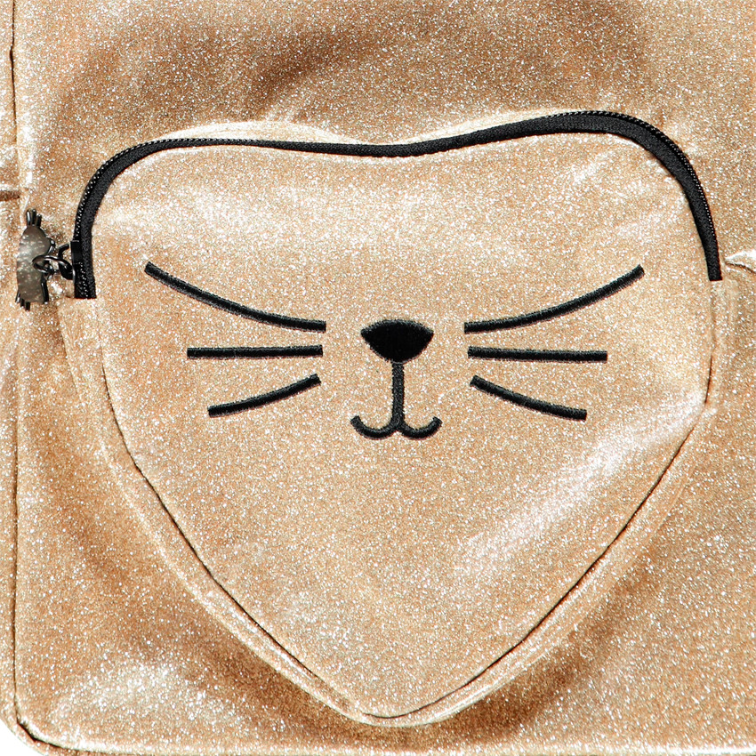 Mochila efecto purpurina print gato 