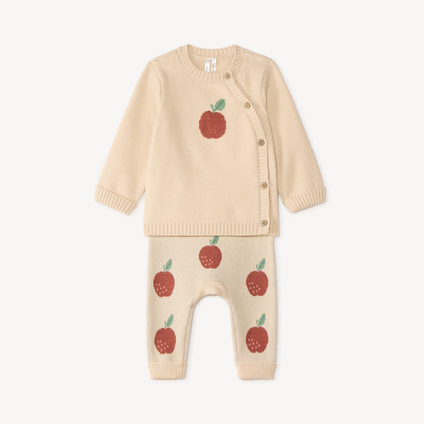 Conjunto de 2 piezas para bebé niña de punto con diseño de manzana. 