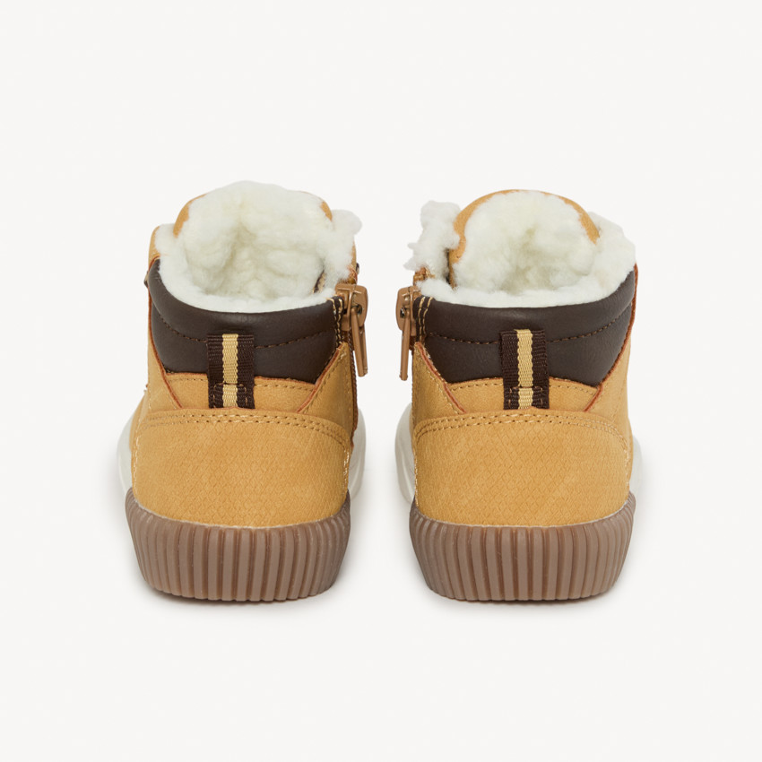 Botín camel con cordones y cremallera para bebé niño 