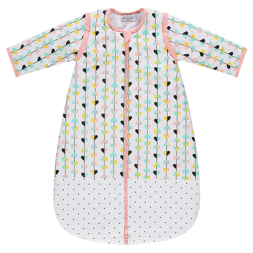 Saco de dormir con corazones y lunares estampados y mangas extraíbles  Additional Saco de dormir con corazones y lunares estampados y mangas extraíbles