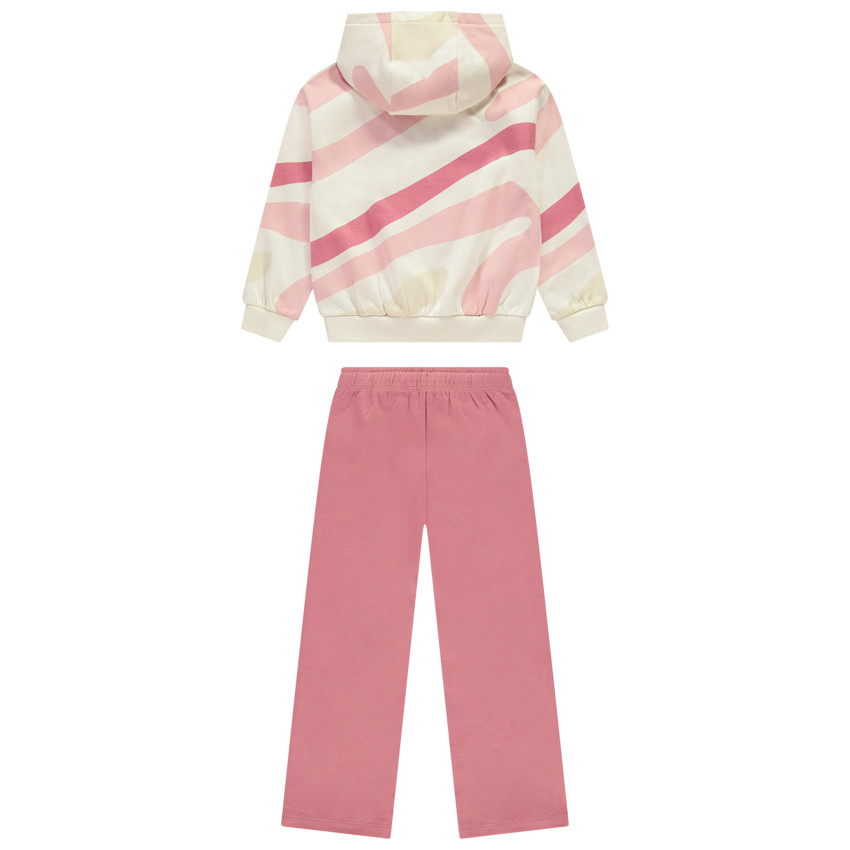 Conjunto de chándal con estampado ondulado y pantalón ancho para niña 