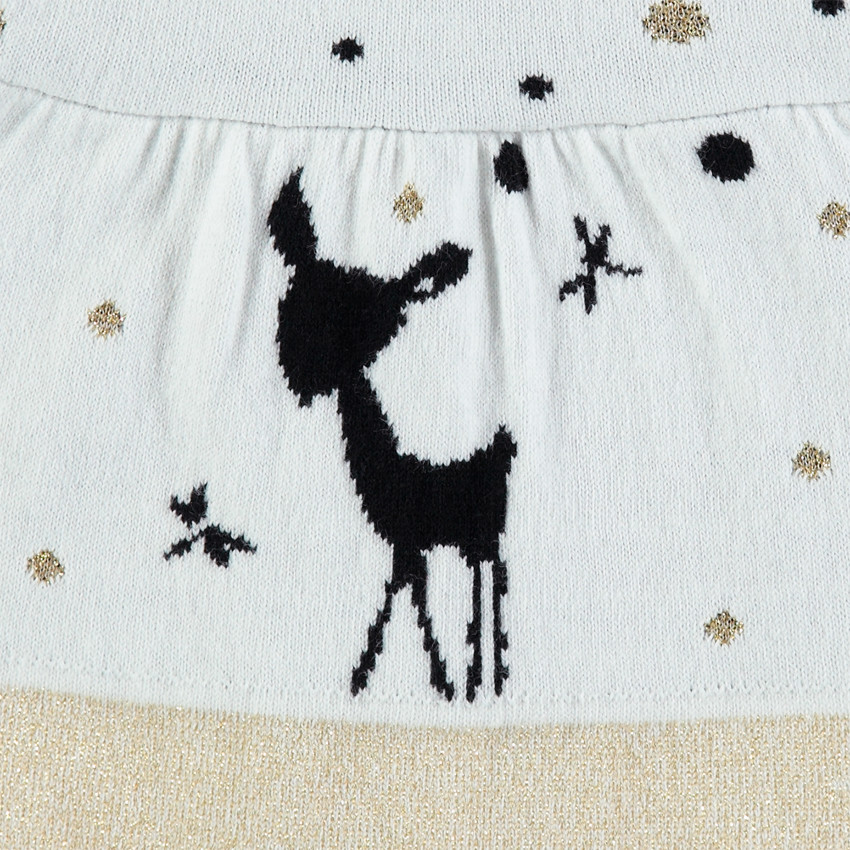 Vestido de manga corta de punto con dibujos y pavo real de jacquard  Additional Vestido de manga corta de punto con dibujos y pavo real de jacquard