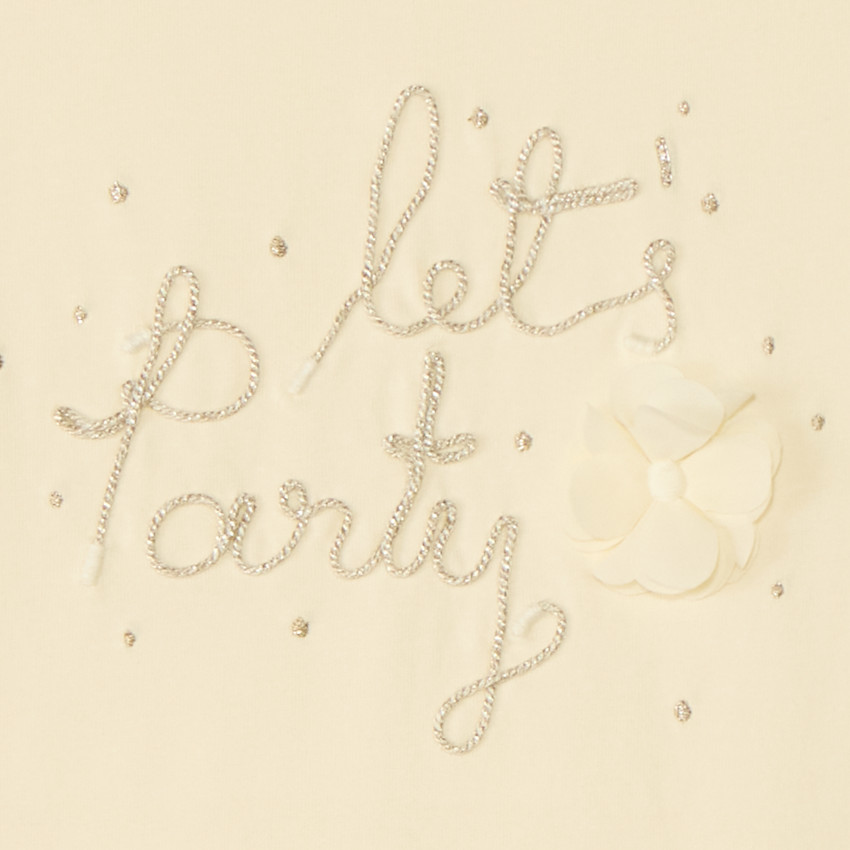 Camiseta de manga corta con cordones dorados para niña 