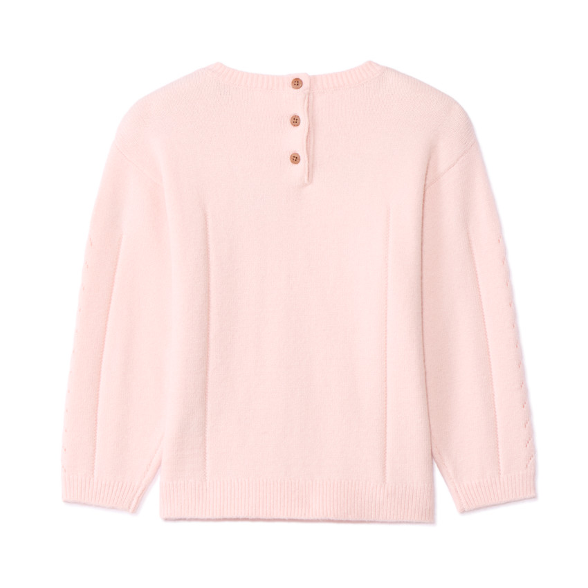 Pull ajouré avec fleurs brodées pour bébé fille 