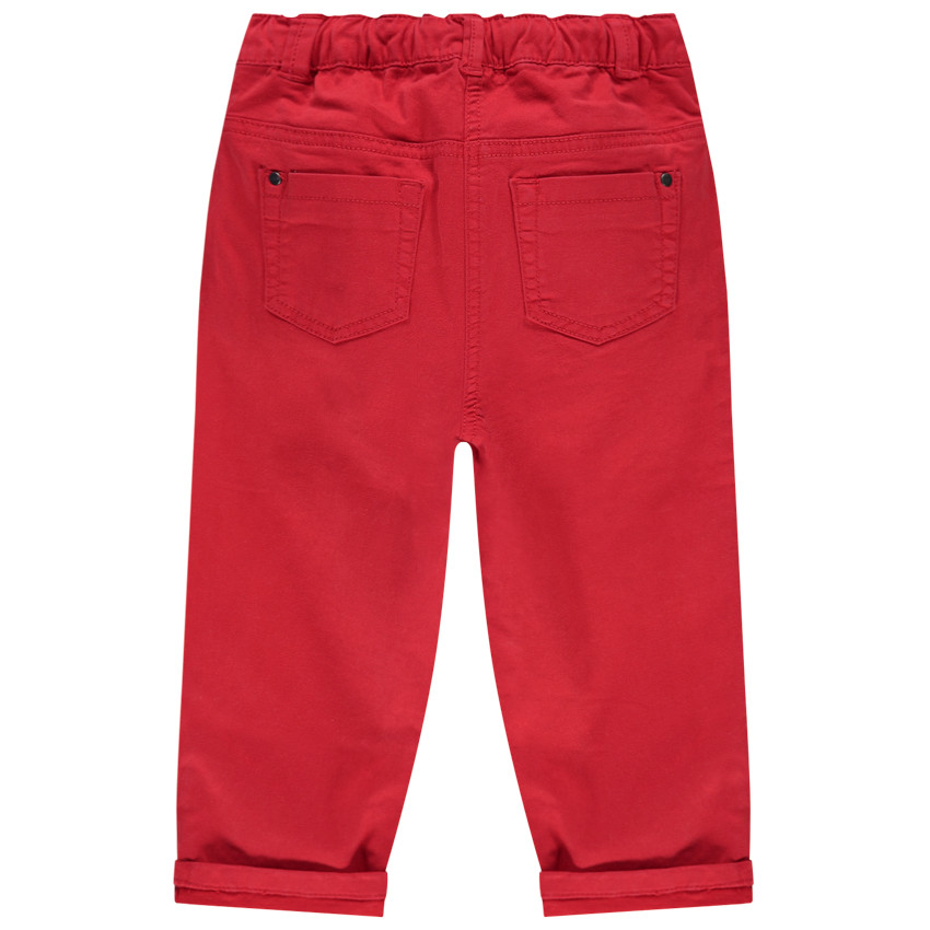 Pantalon rouge uni à taille élastiquée 