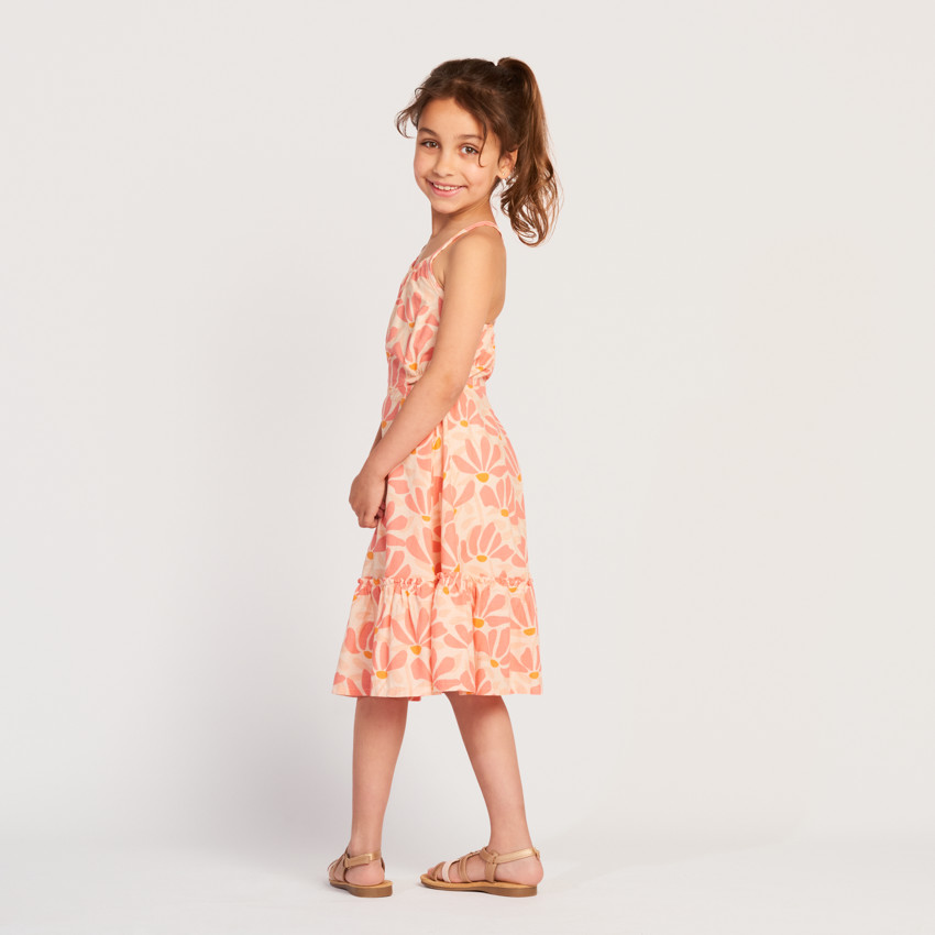 Vestido ajouré con estampado floral para niña 