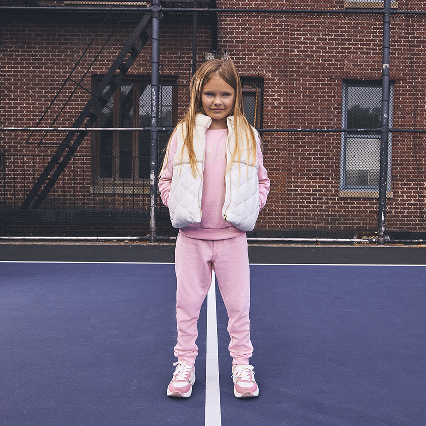 Pantalón jogging de felpa unicolor para niña 