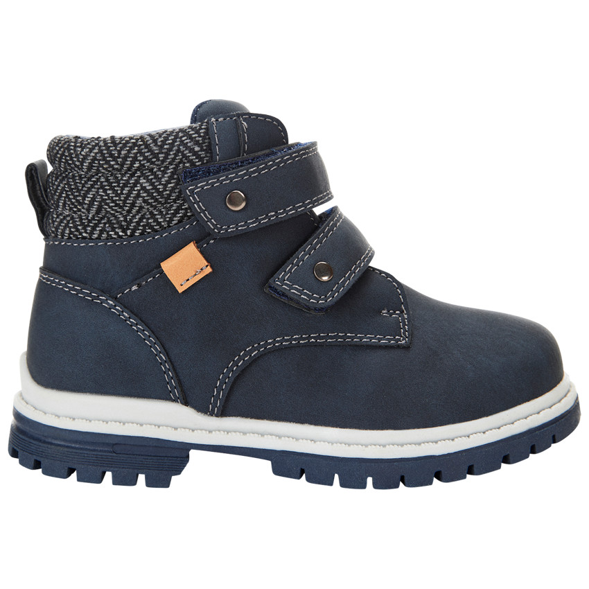 Bottillon bleu marine avec double velcros et col textile pour garcon SAXO BLUES