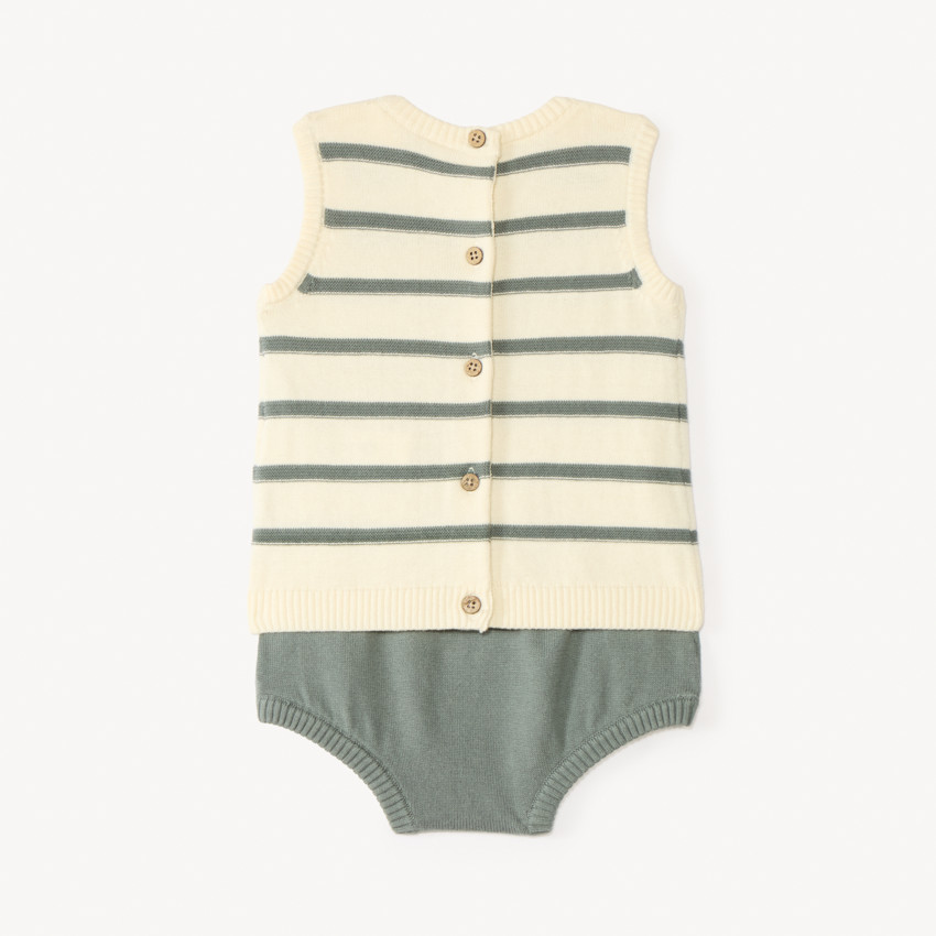 Conjunto de 2 piezas de tirantes + bloomer de punto para bebé niño 