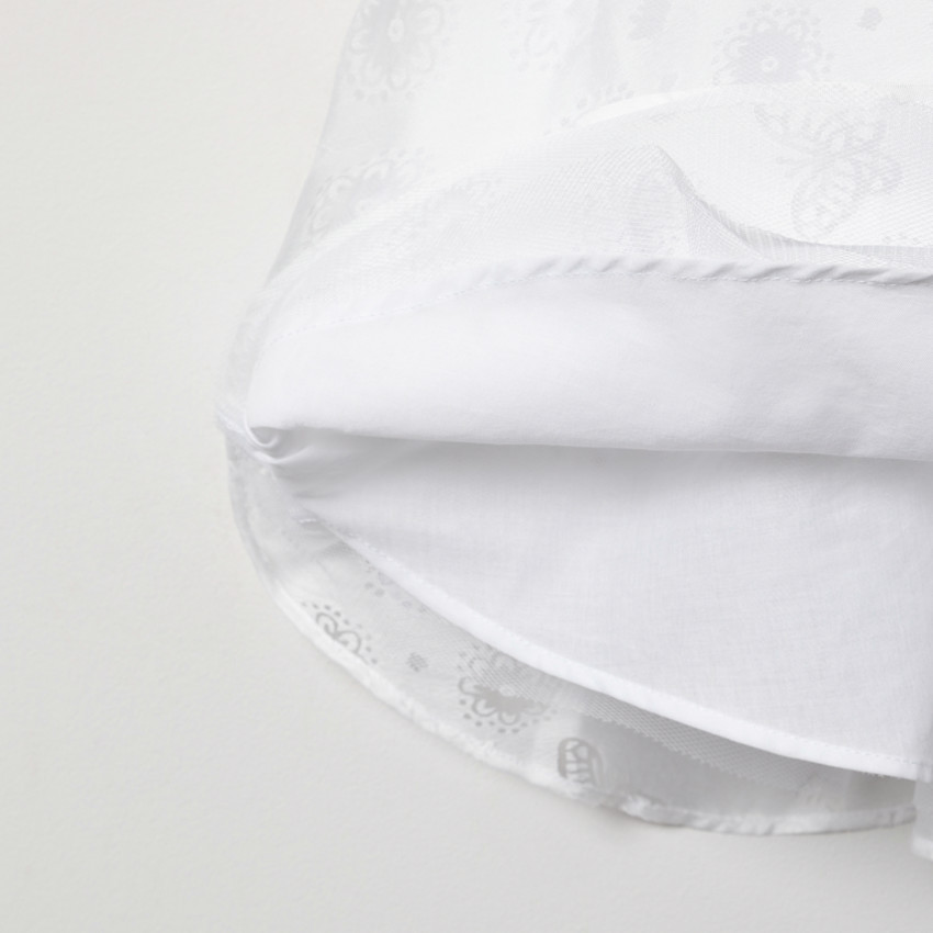 Vestido ceremonia blanco con motivos en punto jacquard 