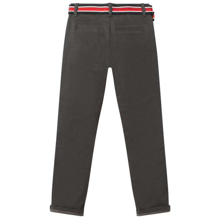 Pantalon droit en toile à ceinture rayée amovible 