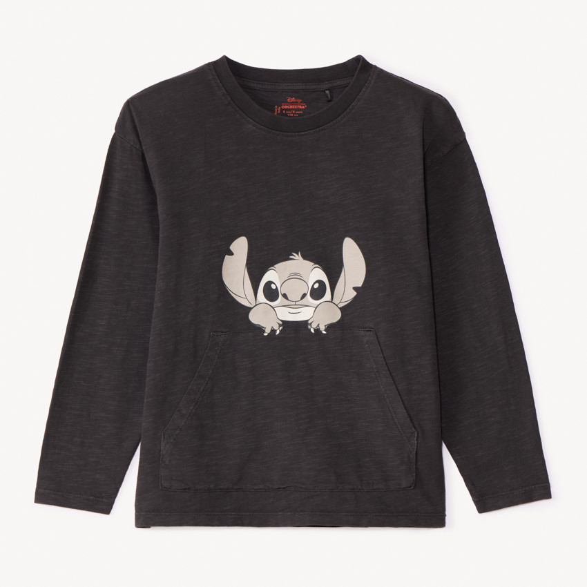Camiseta de manga larga con bolsillo y estampado Stitch Disney niño 
